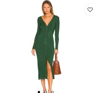 LPA Kavala sweater dress ribbed dark green XS